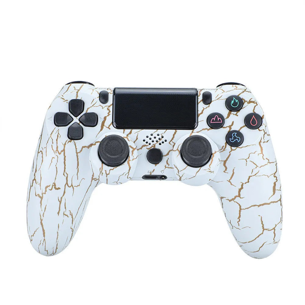 PS4 wired controller in various colours with USB cable connected