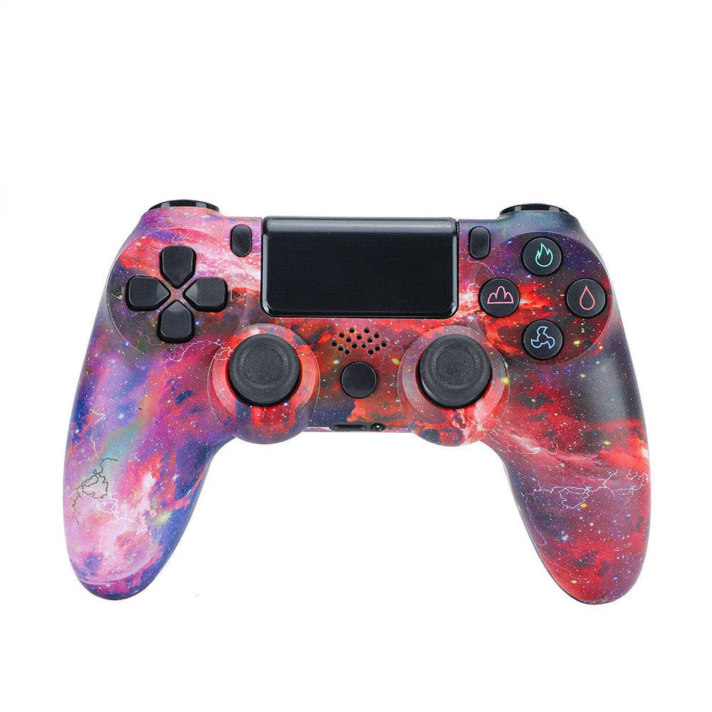 PS4 wired controller in various colours with USB cable connected