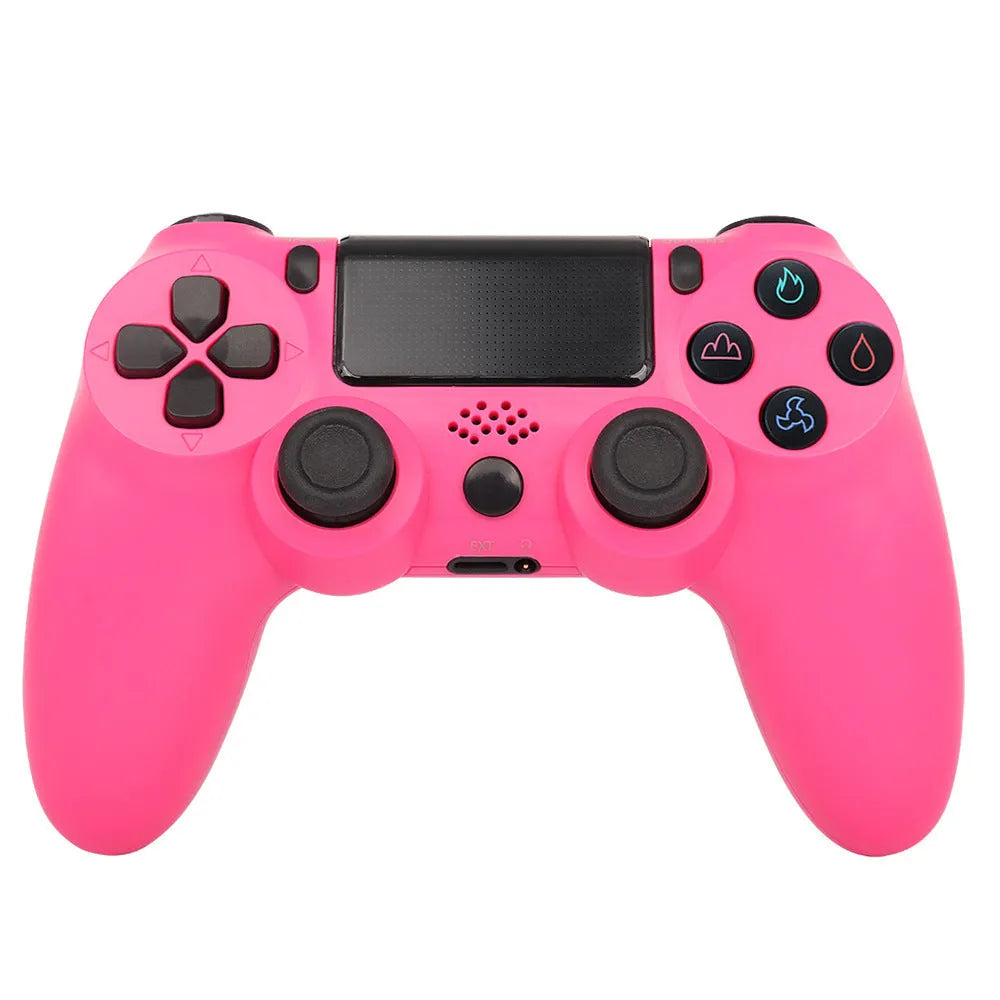 PS4 wired controller in various colours with USB cable connected