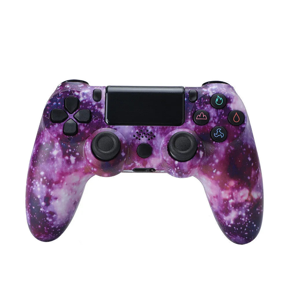 PS4 wired controller in various colours with USB cable connected