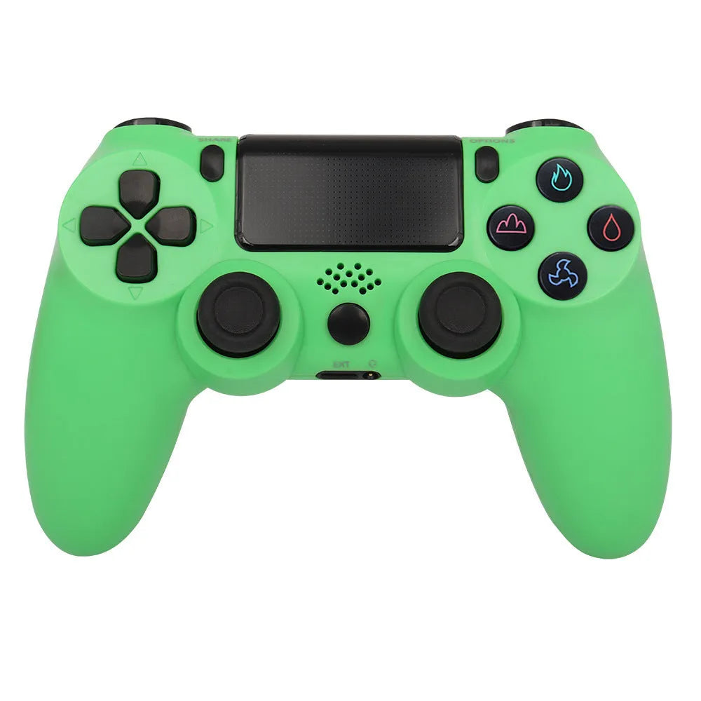 PS4 wired controller in various colours with USB cable connected