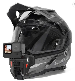 Black motorcycle helmet chin strap mount for universal sports cameras with silicone grip