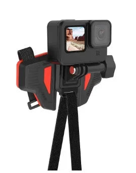 Black motorcycle helmet chin strap mount for universal sports cameras with silicone grip