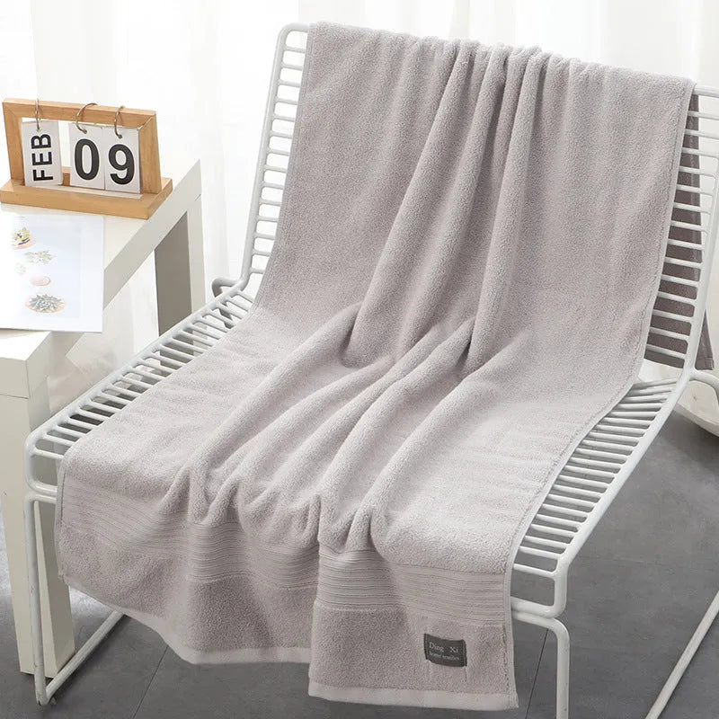 Pure cotton 500g bath towel in white, thickened soft absorbent, 70x140 cm