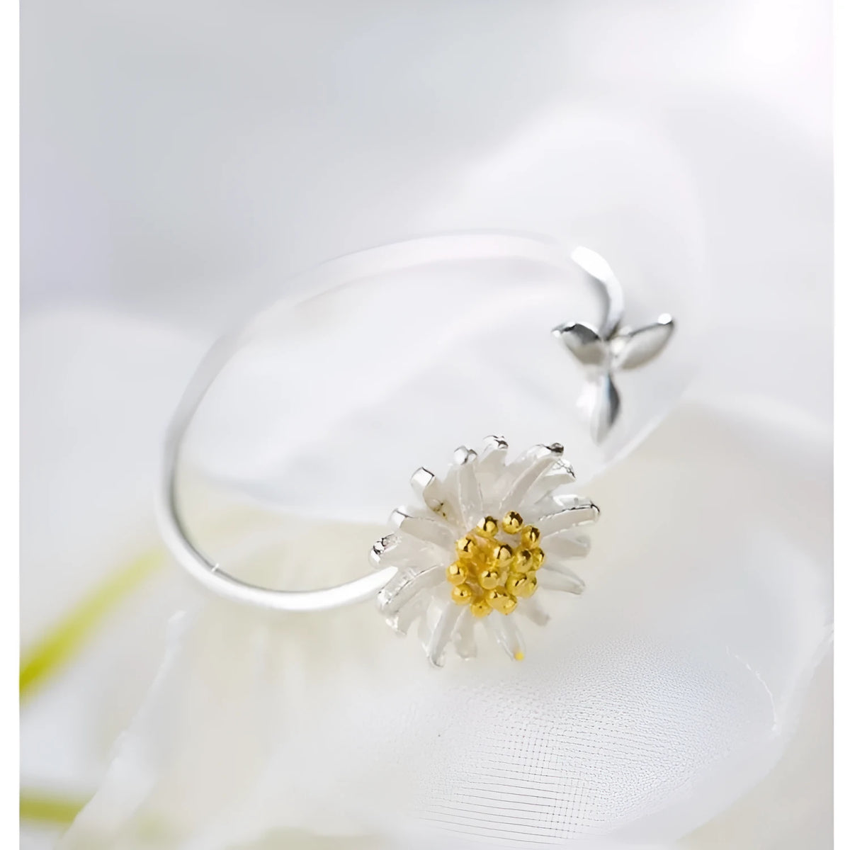 CIAXY 925 sterling silver adjustable sunflower flower ring for women in silver colour