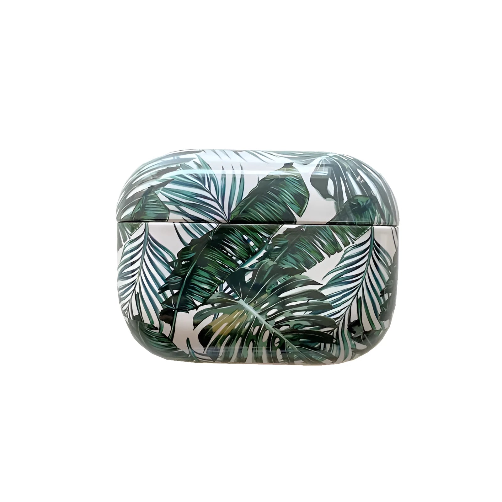 Blue and green banana leaf design TPU protective case for Apple AirPods 1, 2 and Pro.