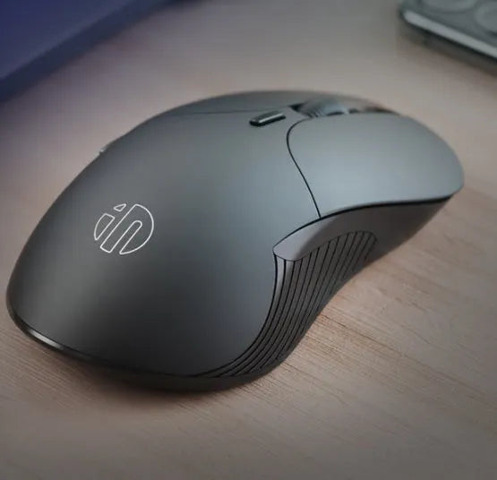 Black wireless voice mouse with six buttons and compact 123x35x65.5mm dimensions
