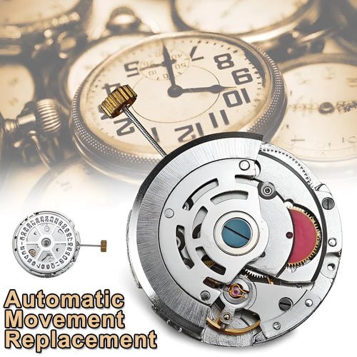 8215 automatic movement replacement with silver stainless steel construction showing 25mm diameter
