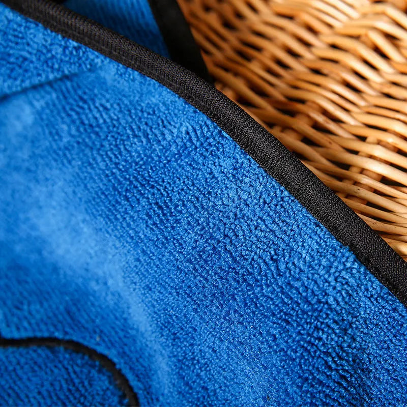 Blue cotton pet absorbent towel 86x49cm laid flat on a surface for drying pets
