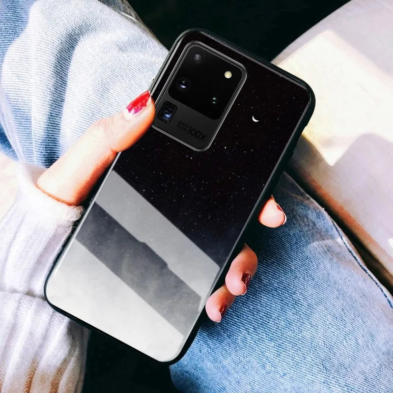 Black silicone phone case shown on a Samsung Galaxy S10 phone.