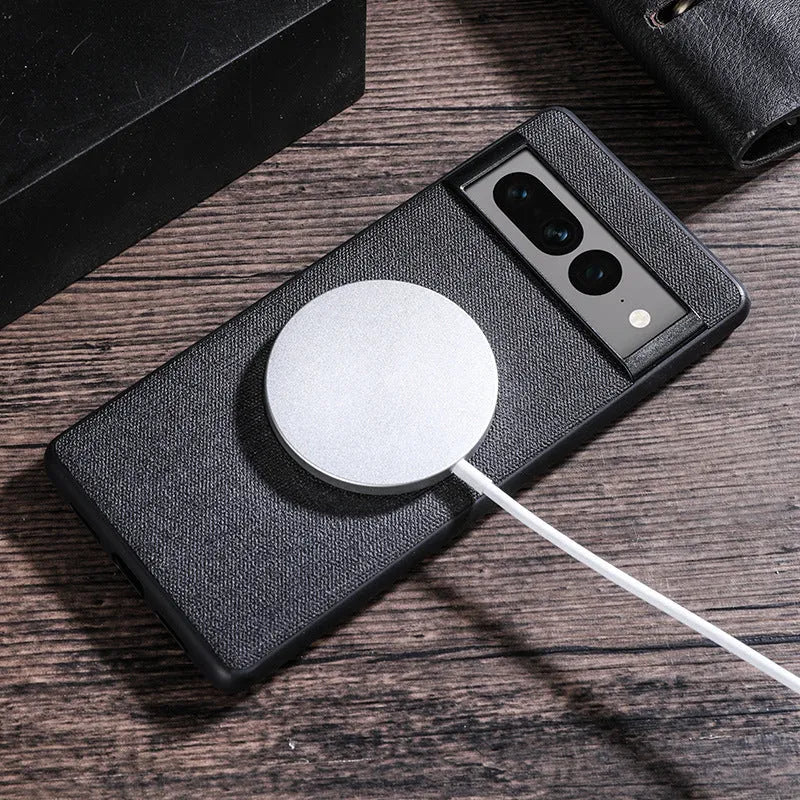 Google Pixel series PC magnetic phone case in black showing back cover and camera cutout