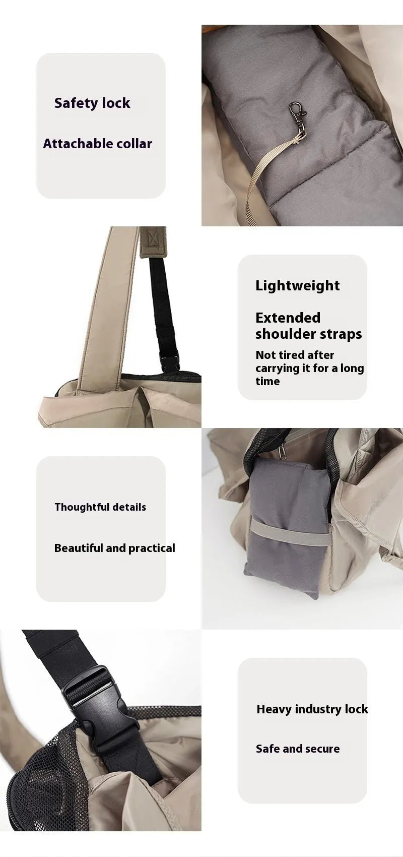 Apricot cloth pet carrier handbag with breathable fabric and carrying straps