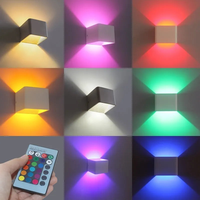 Intelligent human body induction indoor decorative wall lamp 220V with RGB remote control in black shell