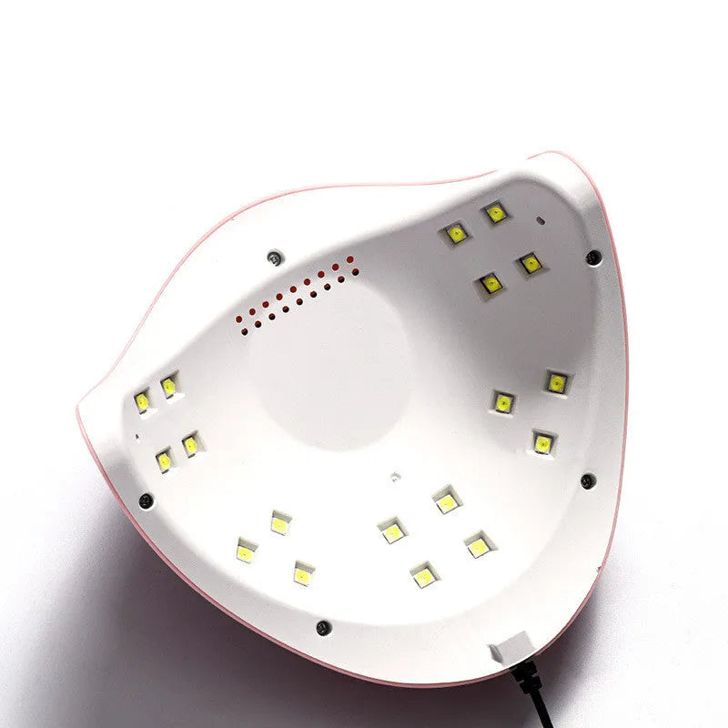 Pink 54W UV LED nail lamp with LCD display and infrared sensor for fast nail drying