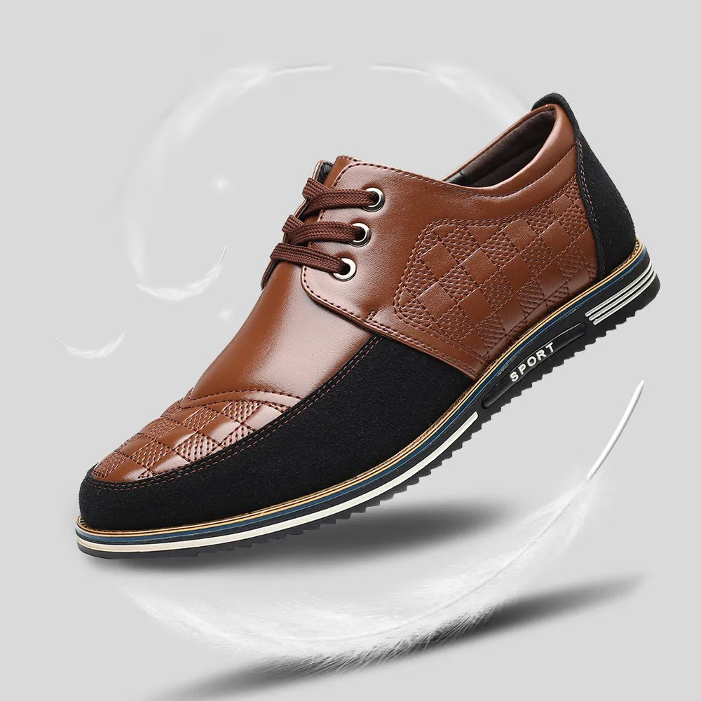 Men's casual hiking shoes with synthetic leather upper and lace-up front tie in black colour option
