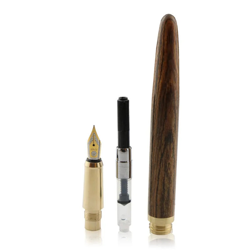 African rosewood fountain pen with brass cap and 0.7mm stainless steel nib