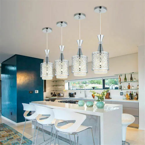 Single-head fishline pendant lamp with aluminium alloy shade and adjustable 1m suspension for restaurant task lighting