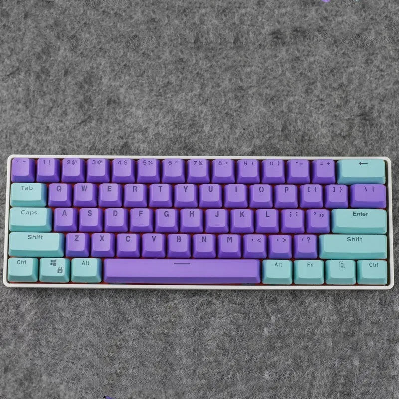 PBT transparent keycap set with OEM height profile and two-shot injection light-transmitting characters for 60% mechanical keyboards