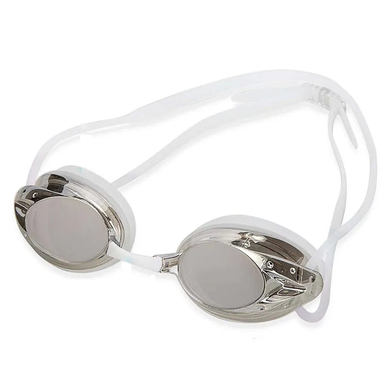 Anti-fog HD waterproof competitive swimming goggles for adults in bright blue colour