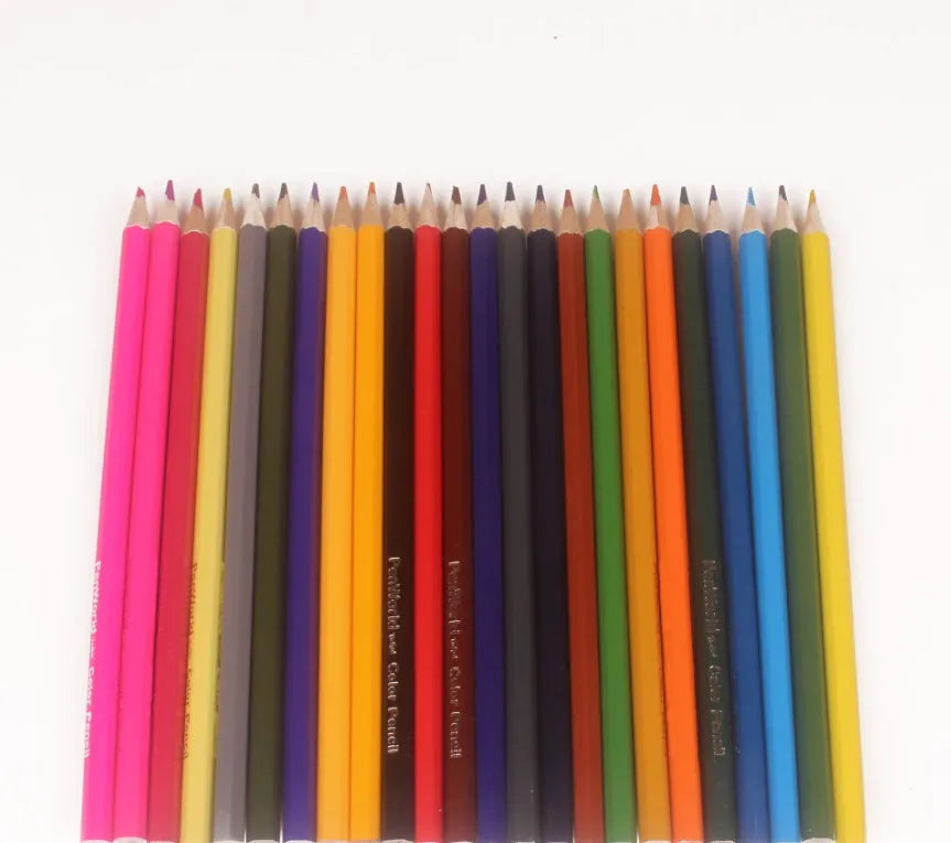 24-color wooden coloured pencil set in cardboard tube, assorted colours, 27.5 cm length