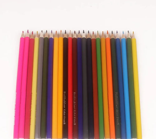 24-color wooden coloured pencil set in cardboard tube, assorted colours, 27.5 cm length