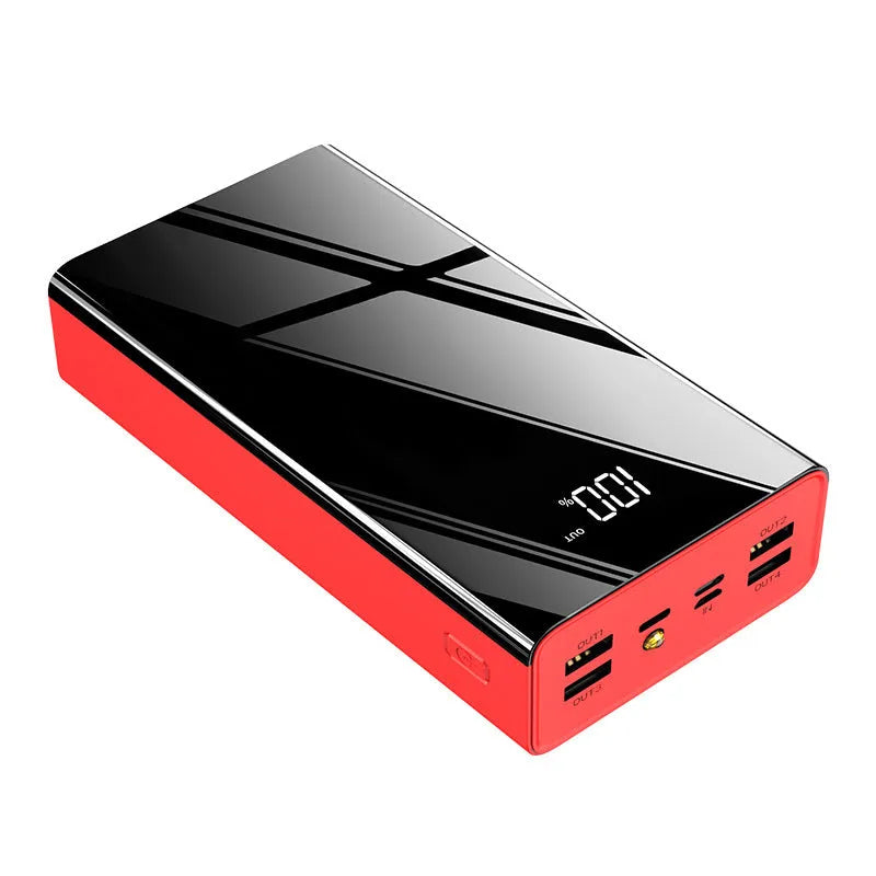 Large-capacity 40000 mAh power bank with LCD display in black plastic shell