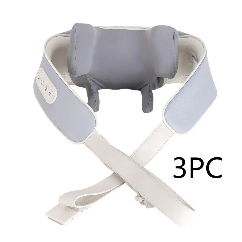 Rechargeable cervical neck massage shawl with six massage heads and hot compress, dark grey colour