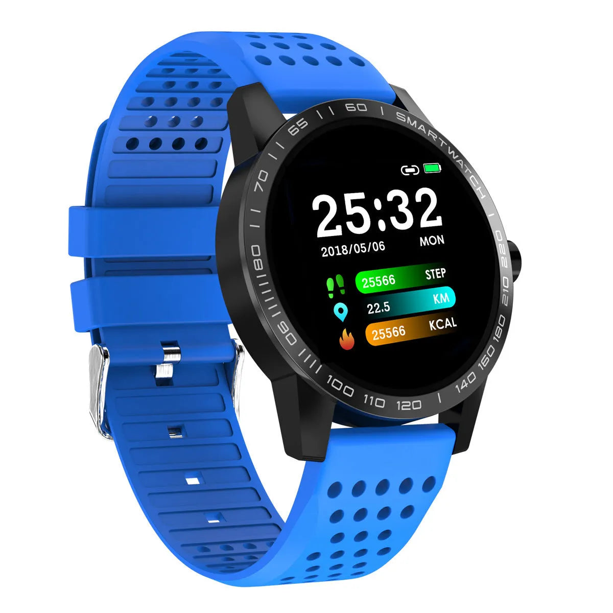 Black smart bracelet with 1.3-inch colour screen displaying heart rate and time