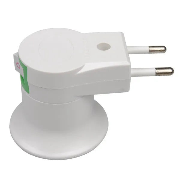 White bakelite E27 screw lamp holder with integrated UK three-pin plug and on/off switch