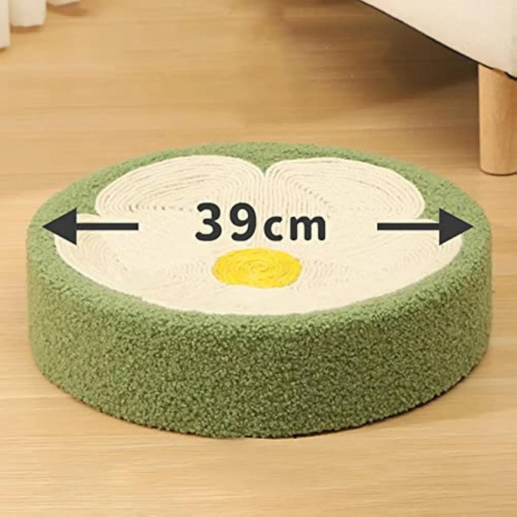Green deep bowl shaped cat lounge bed with sisal scratching surface