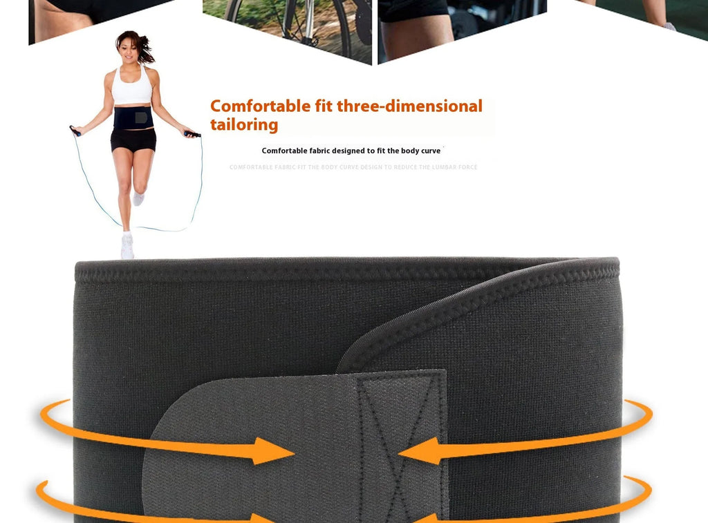 Neoprene lumbar support belt in black for running and fitness
