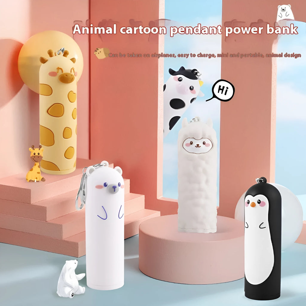 Cartoon animal style power bank 5000mAh in polar bear design with PVC shell portable charger