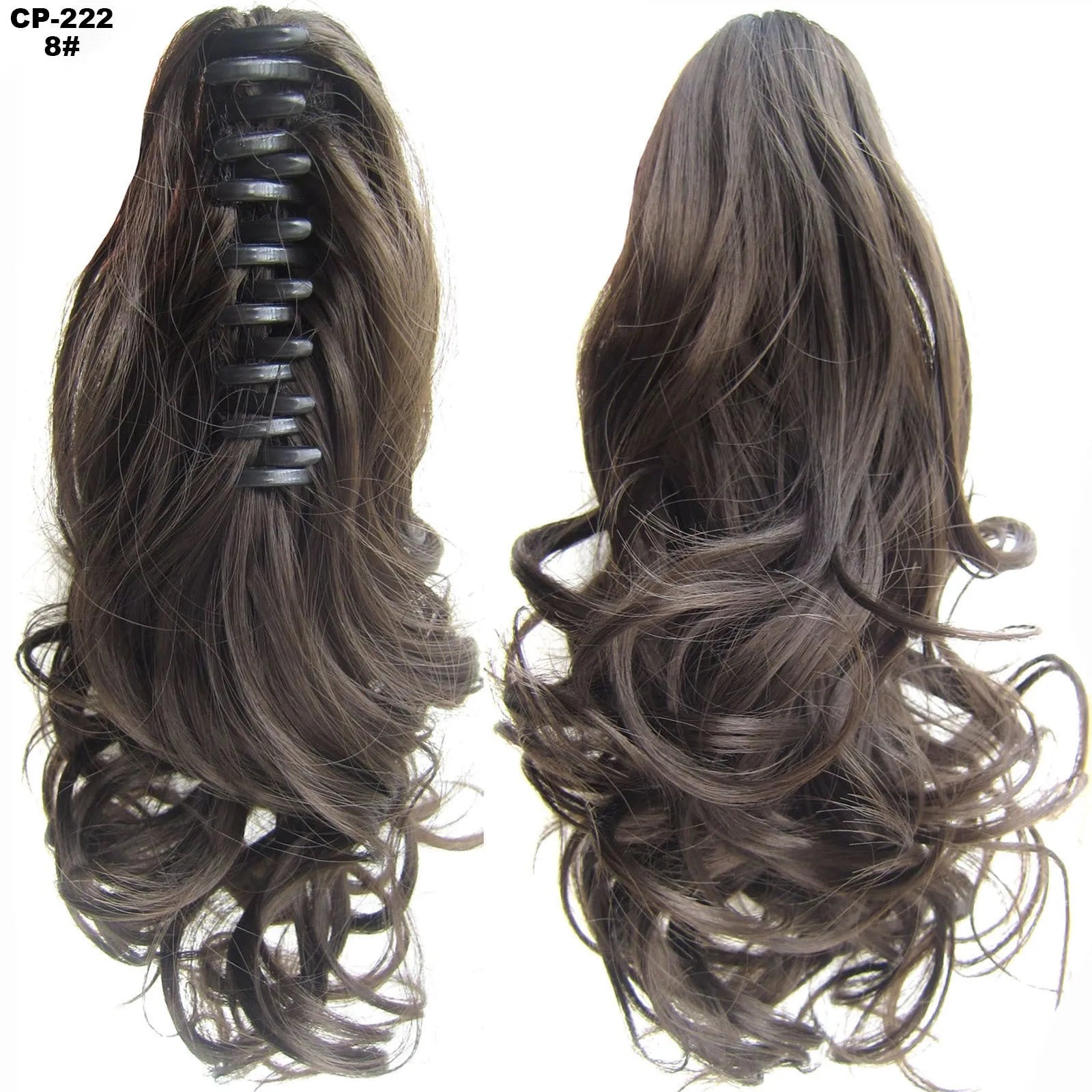 Long wave ponytail wrap around clip in hair extension 40cm chemical fiber natural wave grey hairpiece