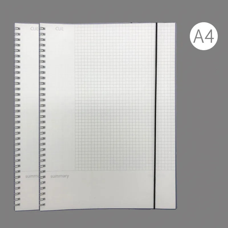 Hard cover A4 notebook with PP plastic and grid ruling patterns for accounting use
