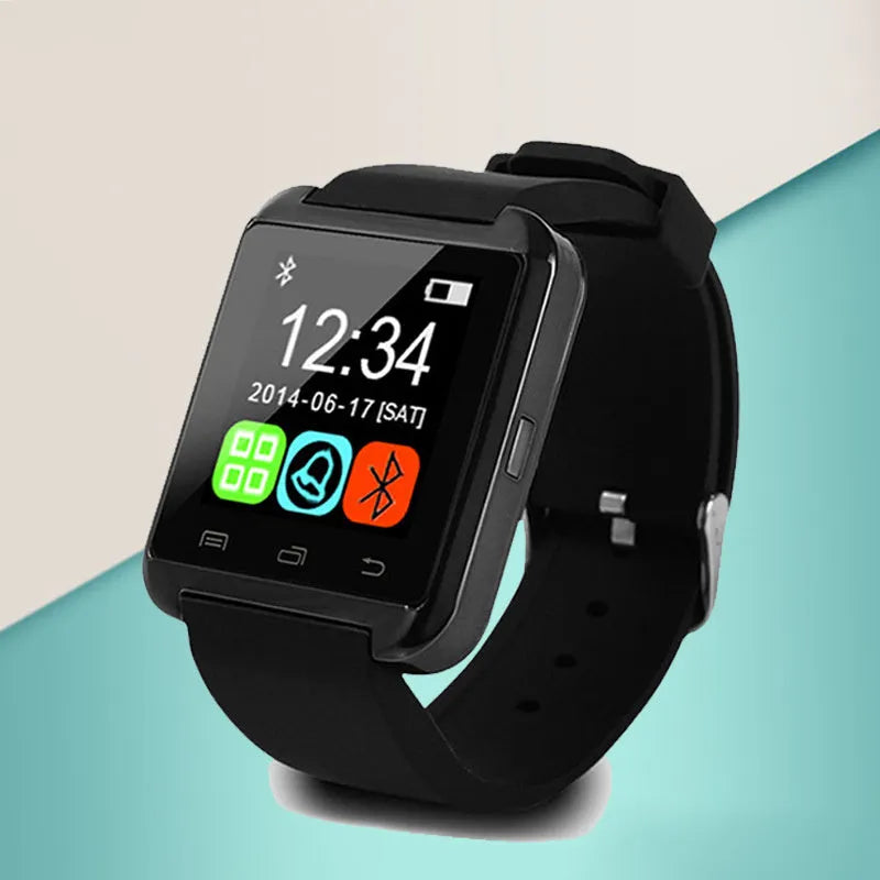 U8 Intelligent Bluetooth Smart Watch in Black, Red, or White colours on wrist