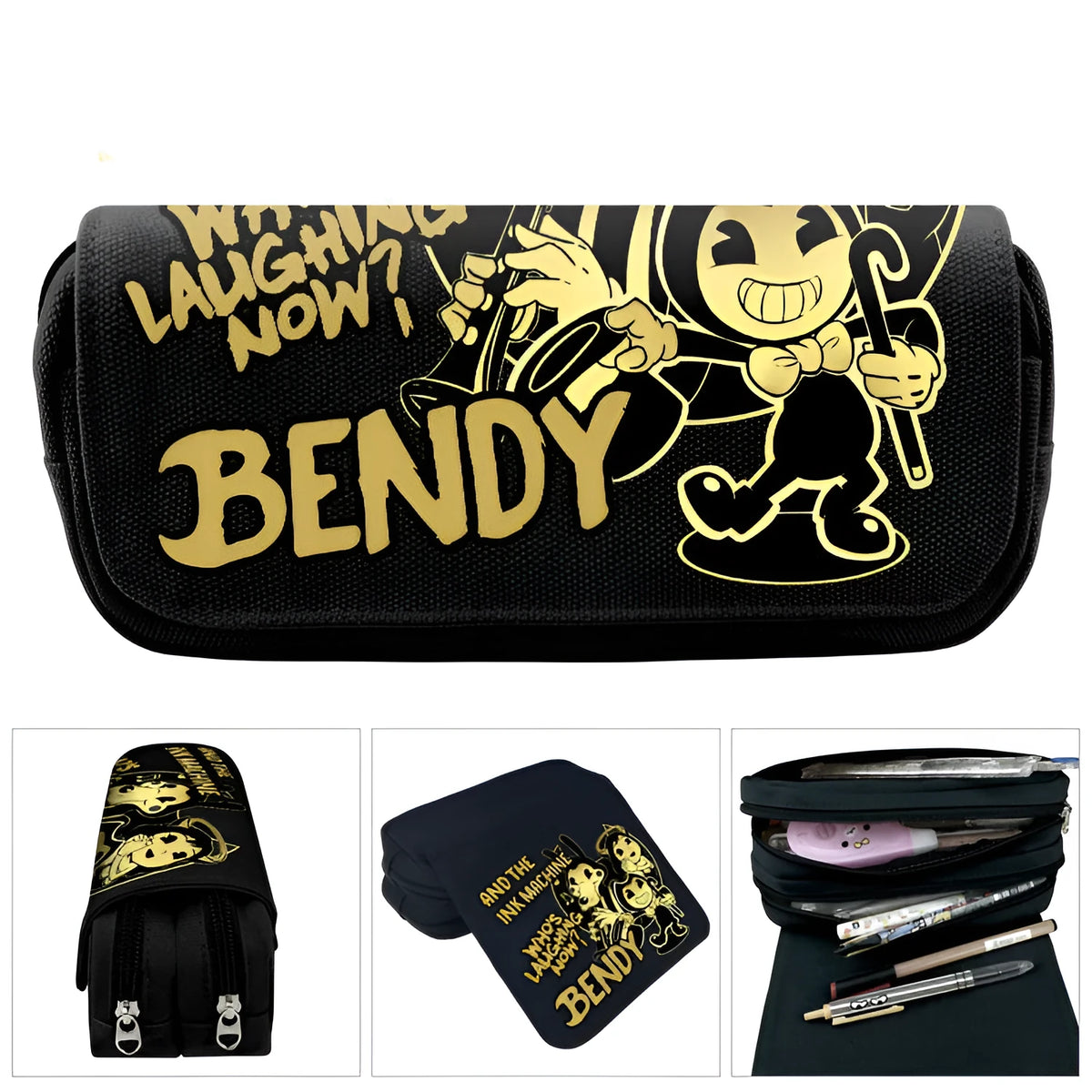 Student cartoon canvas pencil case with anime print, 20x9x6.5cm, in one of four colour styles