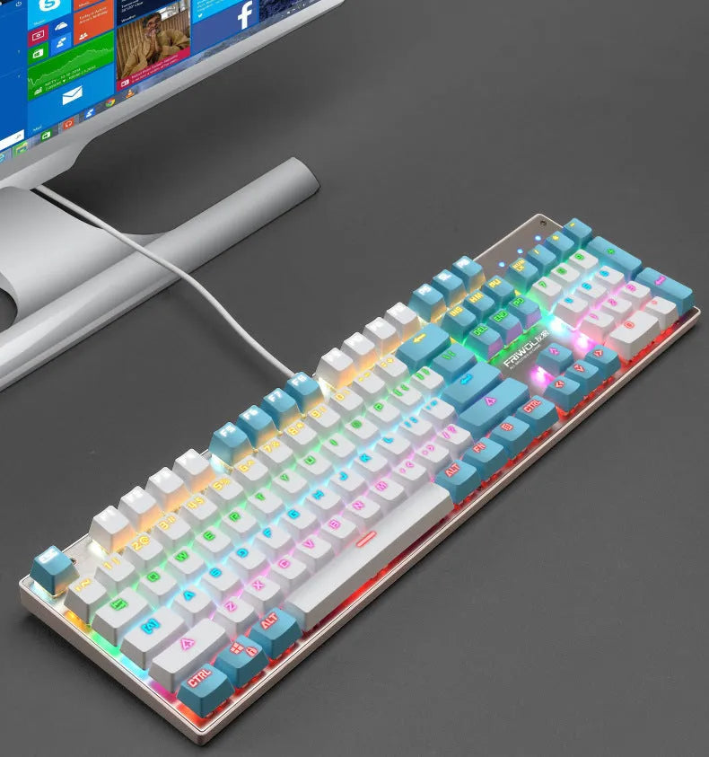 Mechanical waterproof gaming keyboard with 104 keys in black colour