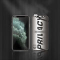 Black ceramic matte anti-peep screen protector for iPhone on a phone screen.