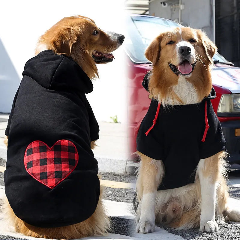 Black plaid polyester dog sweater for autumn and winter, Europe and America style, available in multiple sizes from XS to 5XL