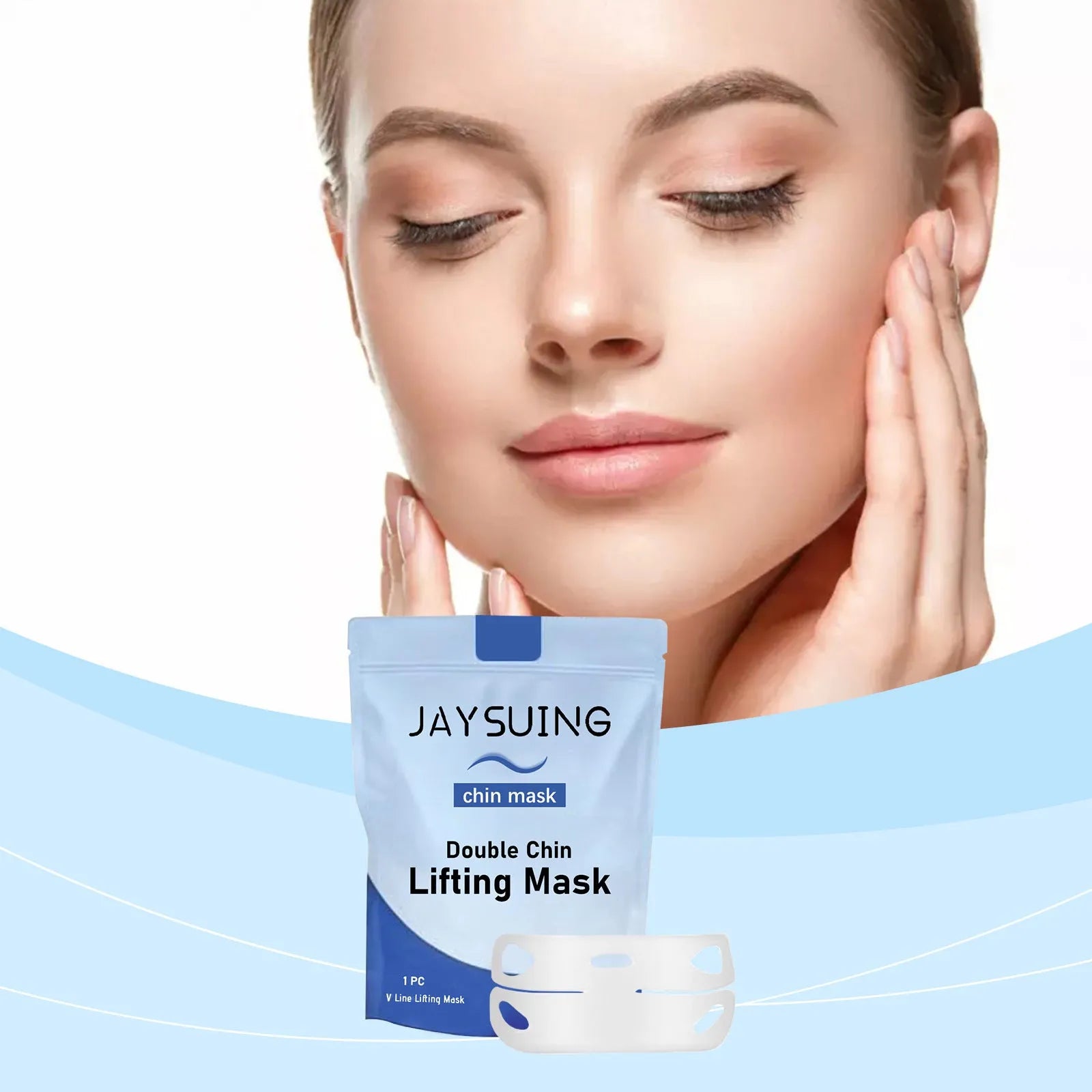 White firming lifting facial sheet mask with hydrolysed collagen and hyaluronic acid formula
