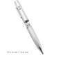 Black multi-function USB pen with metal shell and laser pointer on a white background