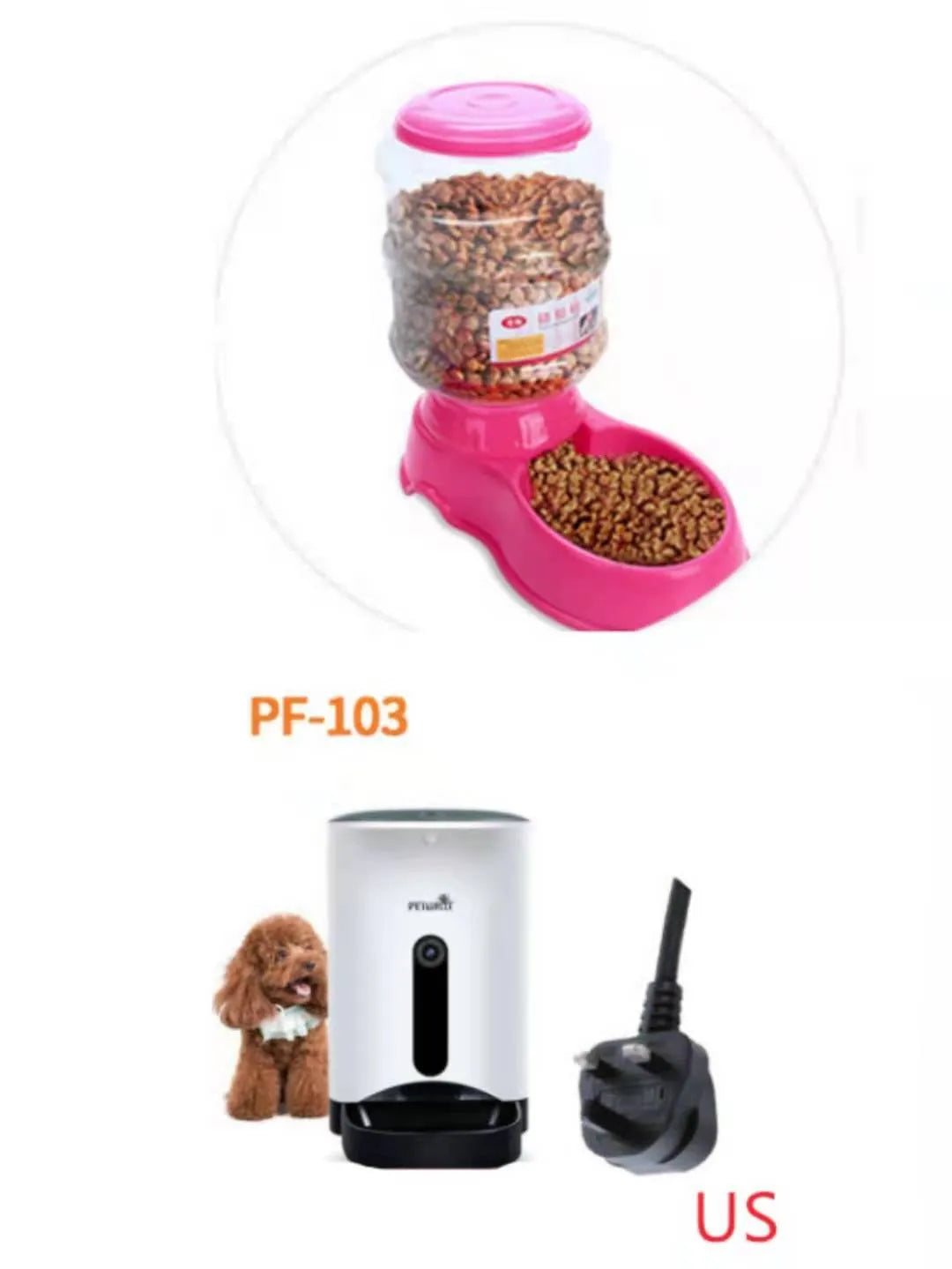 3.5L automatic gravity pet feeding basin for cats and dogs, available in blue, green, and pink colours
