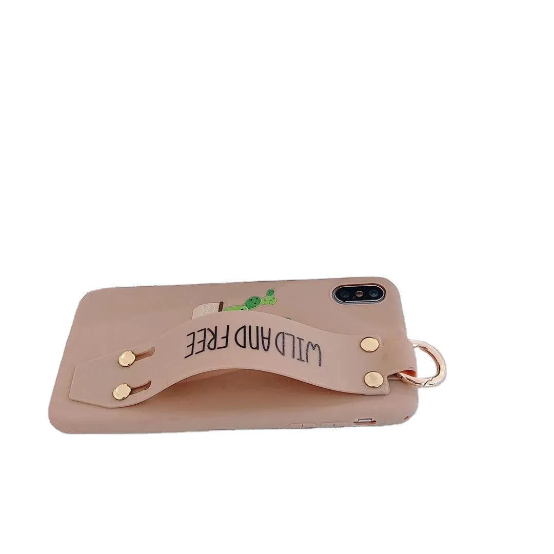 Green TPU silicone gel wristband holder phone case for iPhone 11 with graffiti design detail