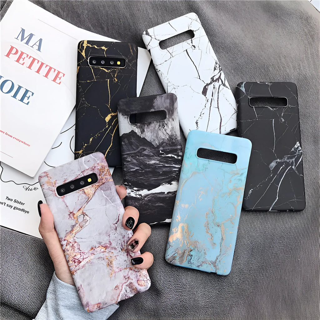 Marble pattern hard phone case for Samsung Galaxy smartphones showing abstract swirl design