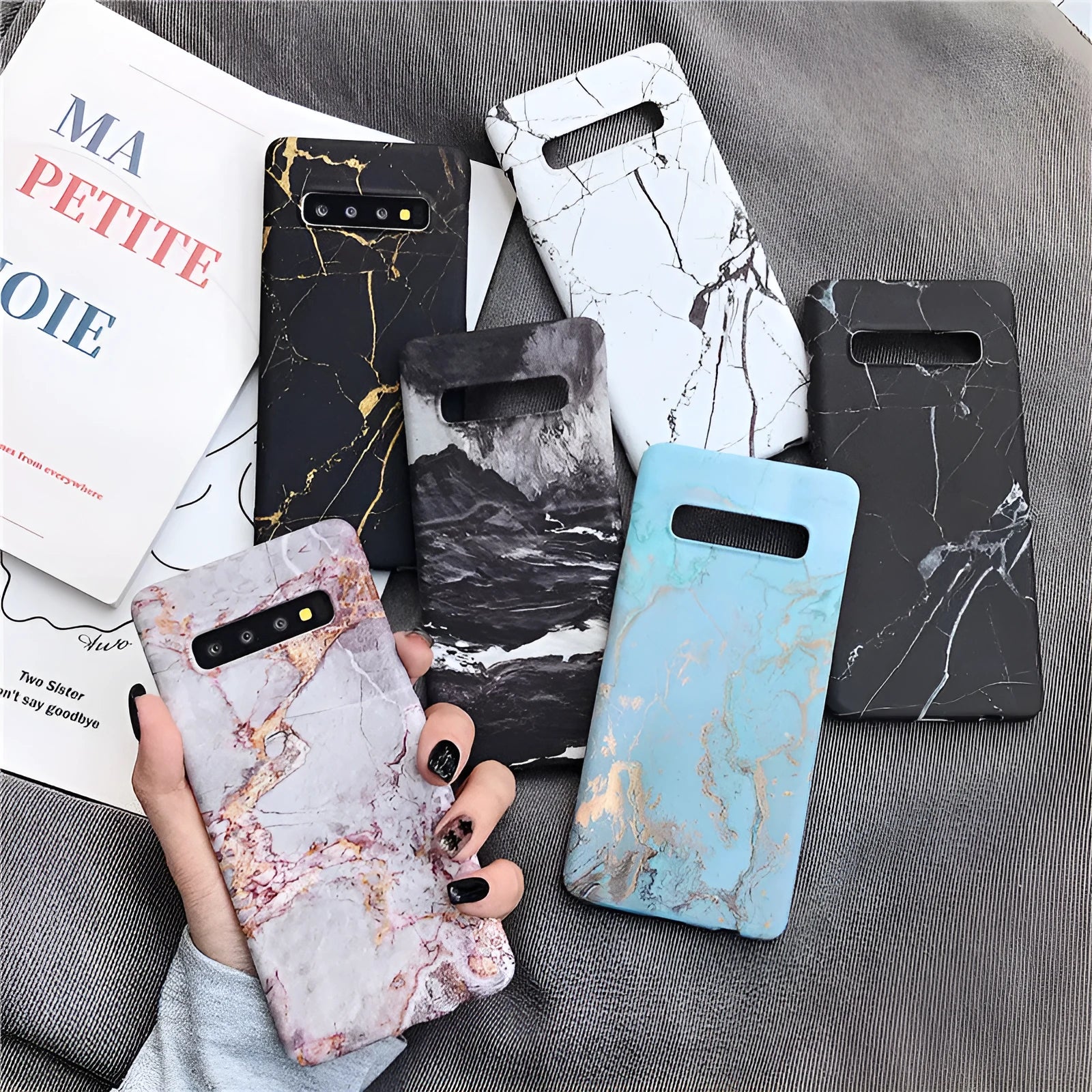 Marble pattern hard phone case for Samsung Galaxy smartphones showing abstract swirl design