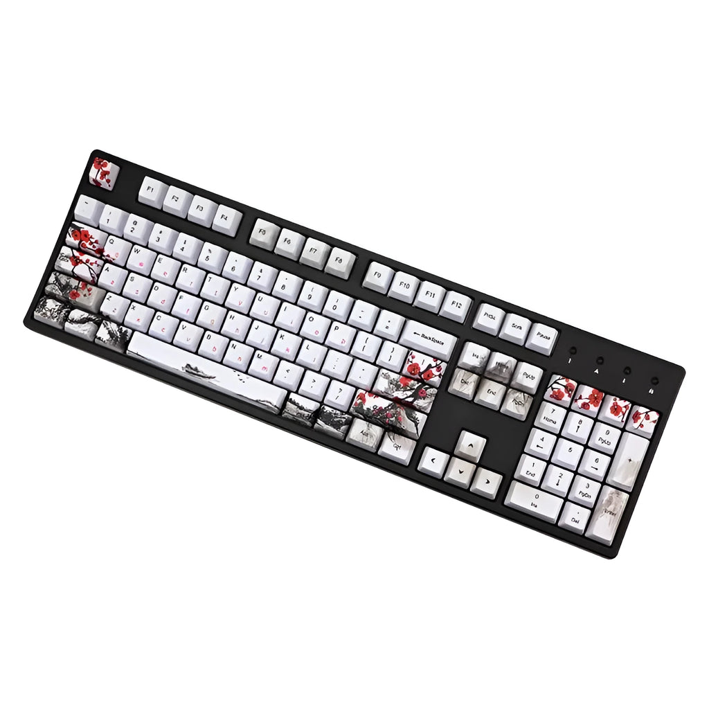 PBT Wangjiang plum blossom theme mechanical keyboard keycap set with 109 keys in OEM height profile