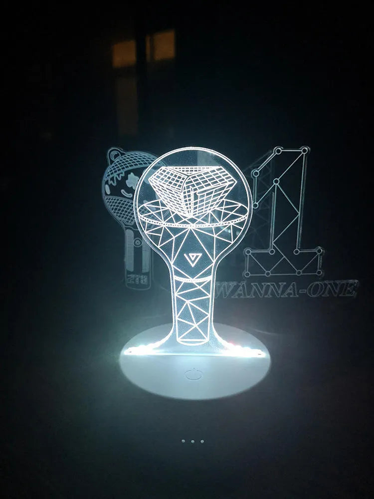 Acrylic transparent display stand holding BTS Light 101 Tower Gem building lamp