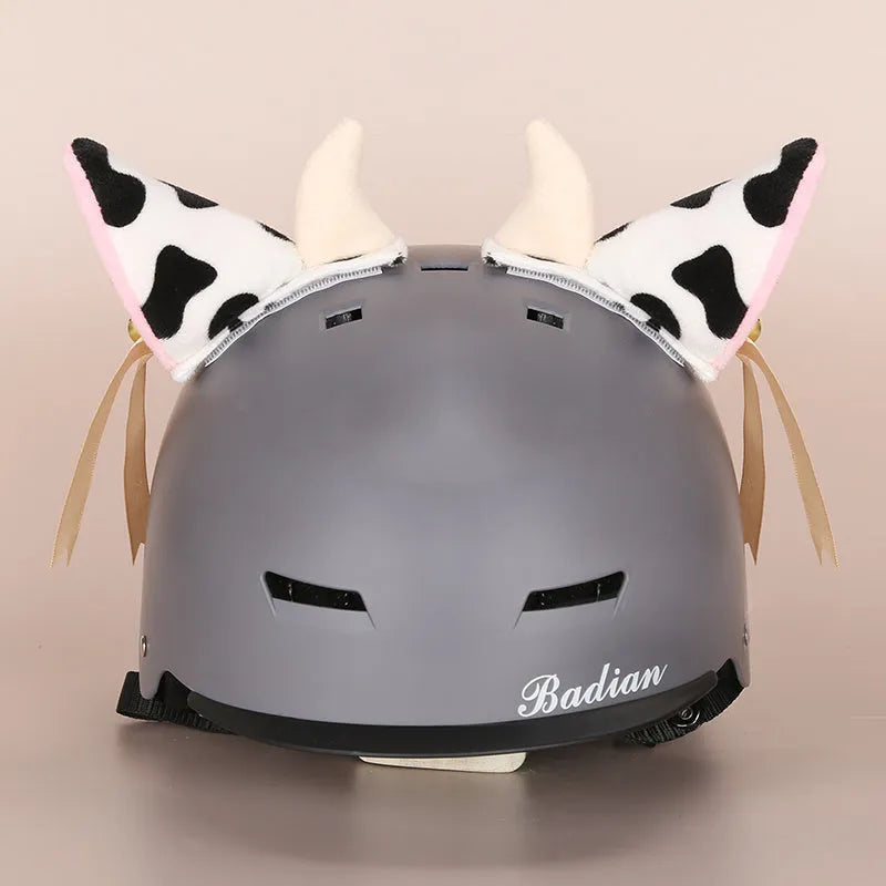 Plush fabric cartoon helmet hat decoration for ski helmets in multiple style variations