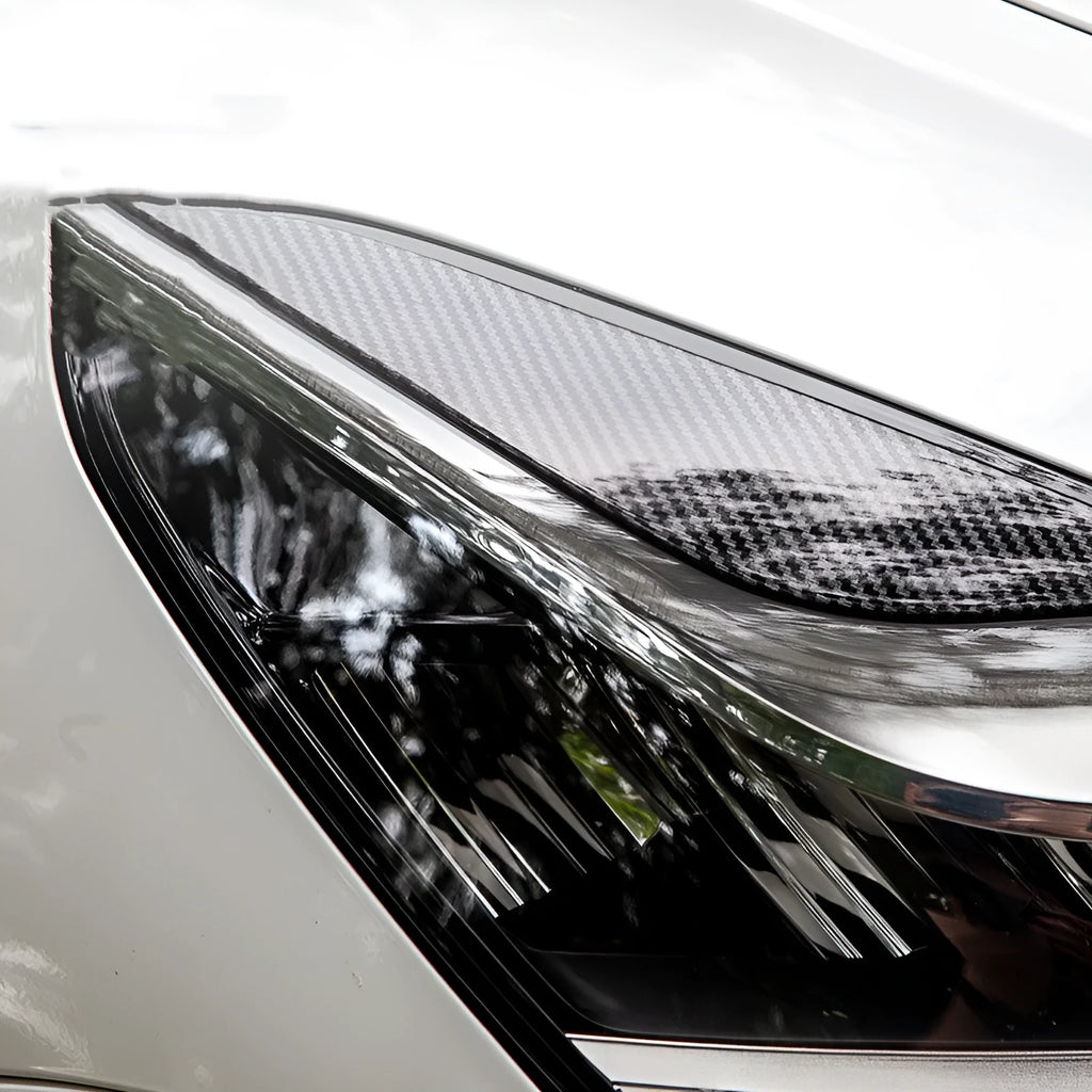 Tesla Model 3 headlight colour change accessories in carbon pattern ABS plastic