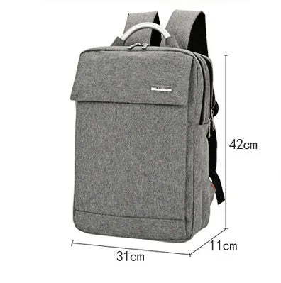 Double shoulder bag nylon 15-inch notebook PC business knapsack in black with ID and phone pockets
